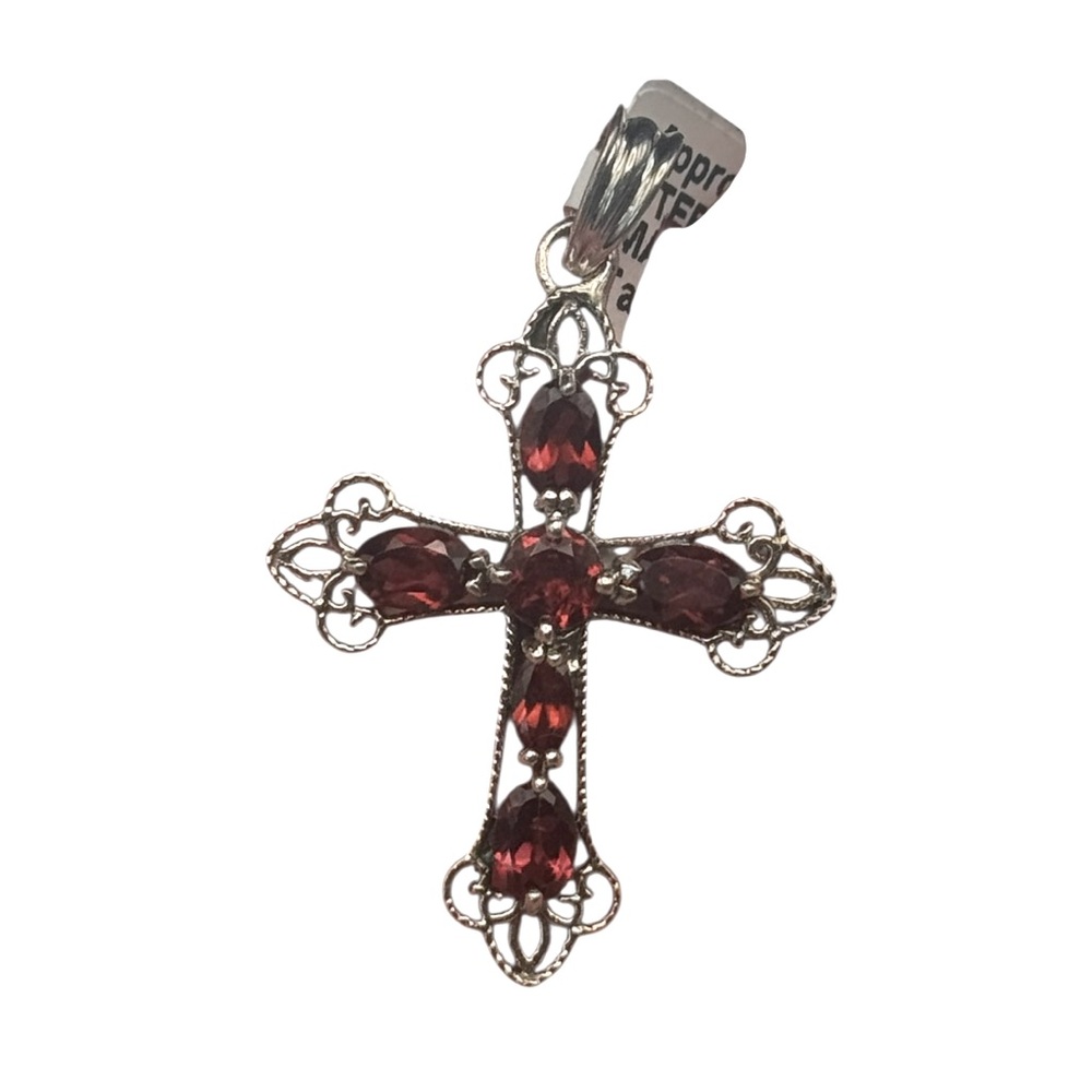 925 Garnet Cross Pendant